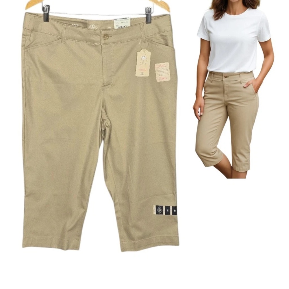 St. John's Bay Women's Size 16 Biscotti Tan Secretly Slender Capri Pants New